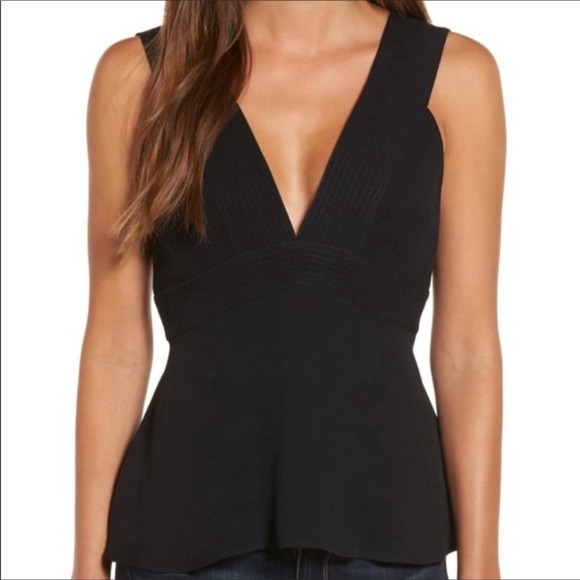 Trouvé Black V-neck Plunging Neckline Back Zipper Top Size M - Picture 1 of 17